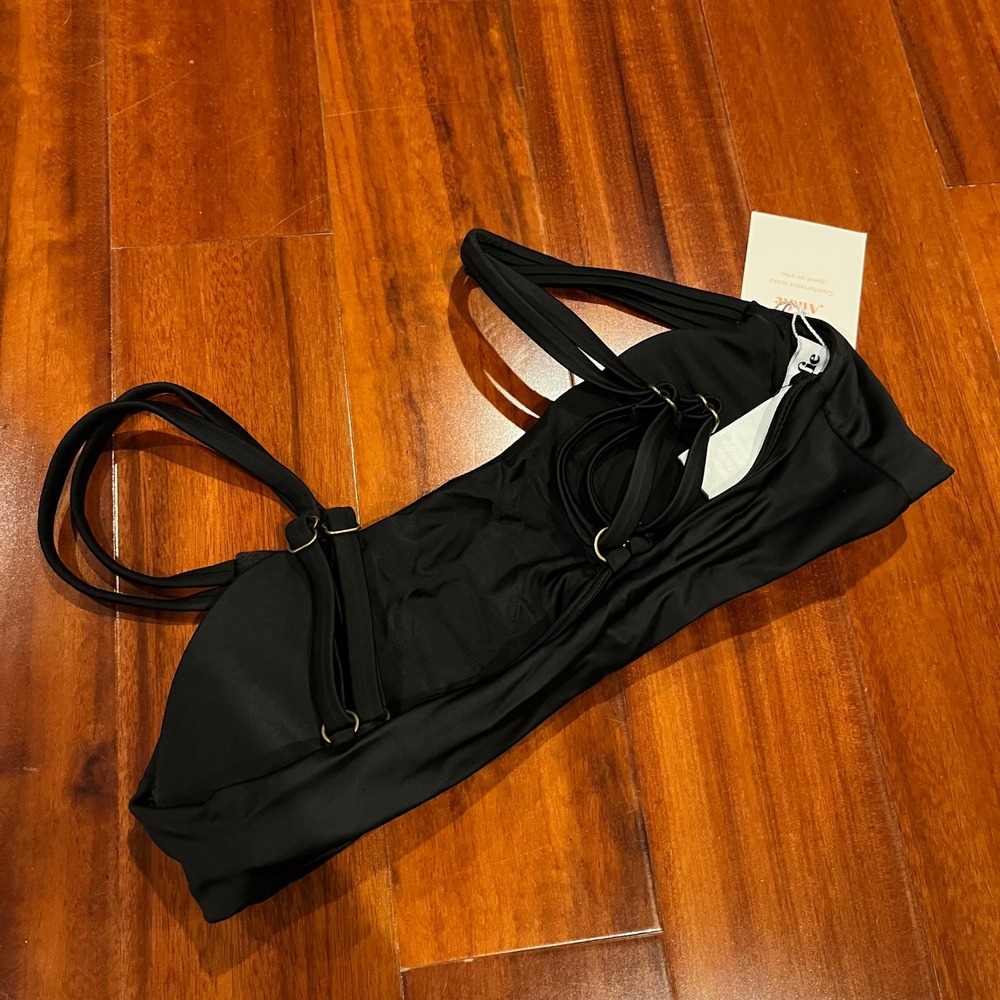 Andie Bikini Swim Top The Rockaway Black Double Strap Padded Bralette New Sz XS - Picture 3 of 4